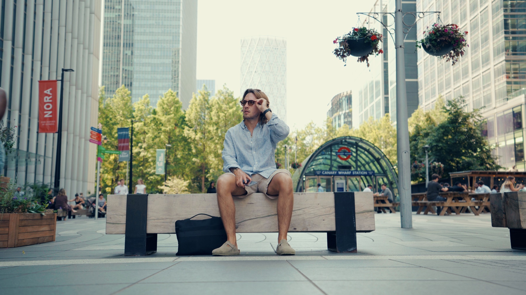 Tim Brace outside Canary Wharf station