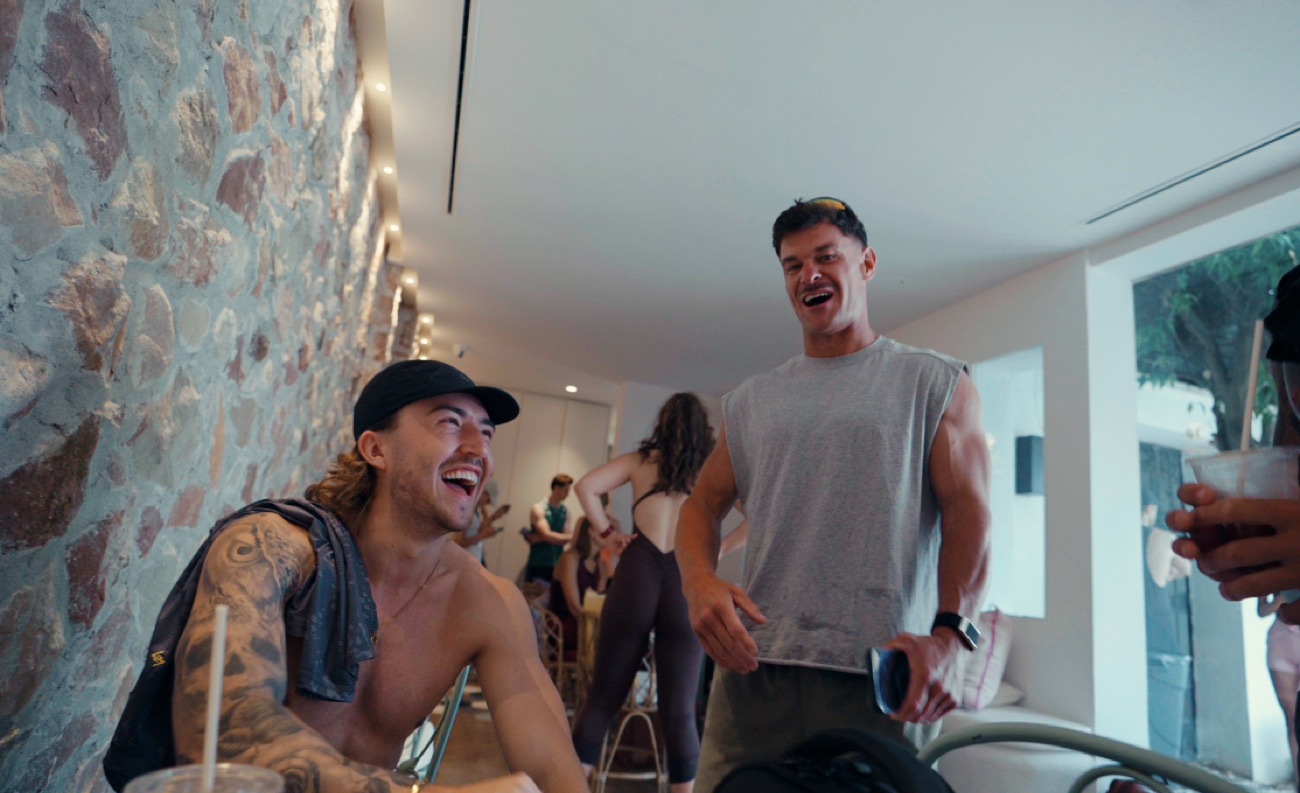 Friends laughing together