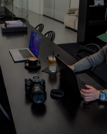 A desk set up for online work